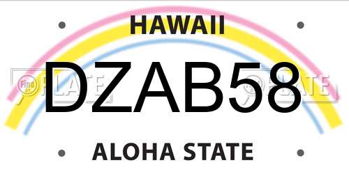 DZAB58 Hawaii License Plate