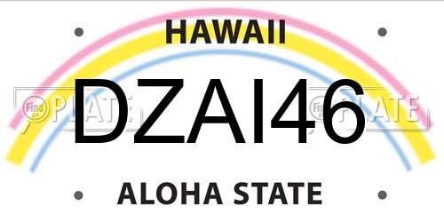 DZAI46 Hawaii License Plate