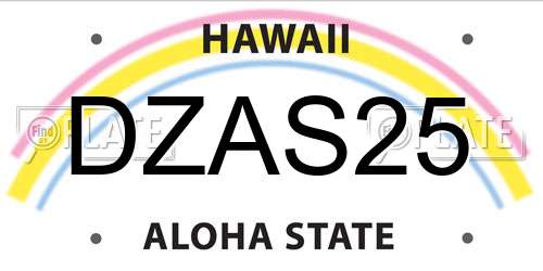 DZAS25 Hawaii License Plate