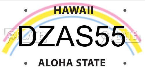 DZAS55 Hawaii License Plate