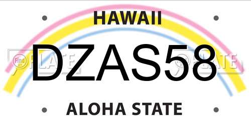 DZAS58 Hawaii License Plate