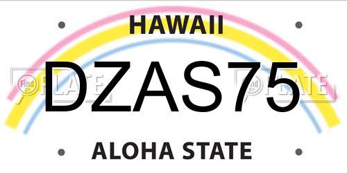 DZAS75 Hawaii License Plate