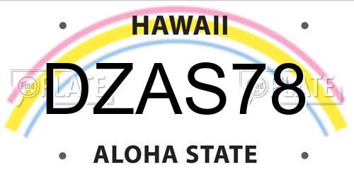 DZAS78 Hawaii License Plate