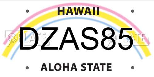 DZAS85 Hawaii License Plate