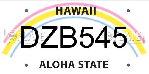 DZB545 Hawaii License Plate