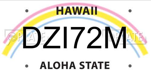 DZI72M Hawaii License Plate