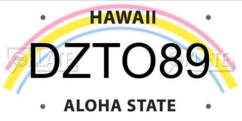 DZTO89 Hawaii License Plate