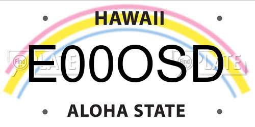 E00OSD Hawaii License Plate
