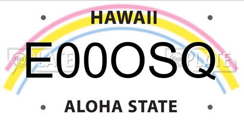 E00OSQ Hawaii License Plate