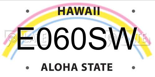 E060SW Hawaii License Plate