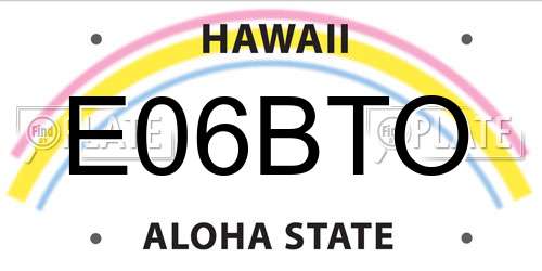 E06BTO Hawaii License Plate