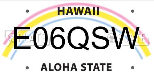 E06QSW Hawaii License Plate