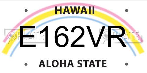 E162VR Hawaii License Plate
