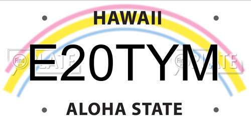 E20TYM Hawaii License Plate