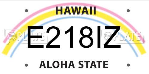 E218IZ Hawaii License Plate