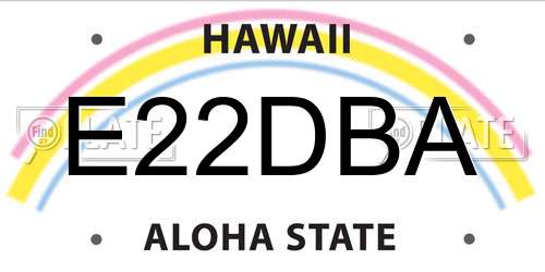 E22DBA Hawaii License Plate