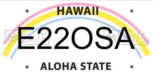 E22OSA Hawaii License Plate