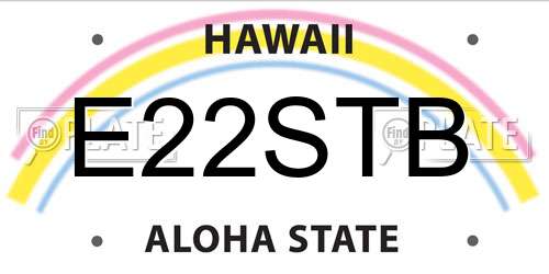 E22STB Hawaii License Plate
