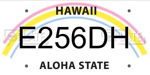 E256DH Hawaii License Plate