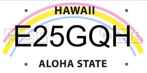 E25GQH Hawaii License Plate