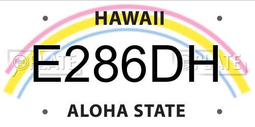 E286DH Hawaii License Plate