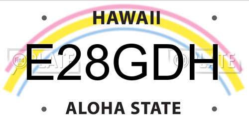 E28GDH Hawaii License Plate
