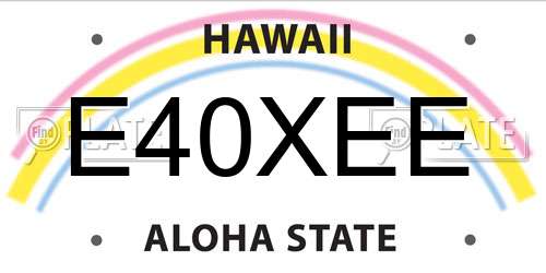 E40XEE Hawaii License Plate
