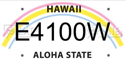 E4100W Hawaii License Plate