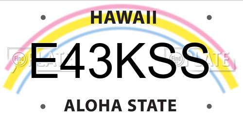 E43KSS Hawaii License Plate
