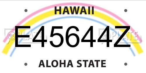 E45644Z Hawaii License Plate