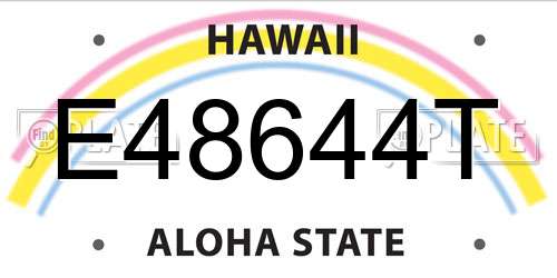 E48644T Hawaii License Plate