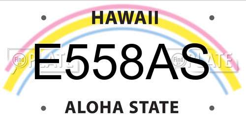 E558AS Hawaii License Plate