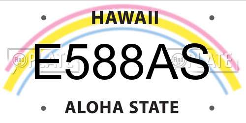 E588AS Hawaii License Plate