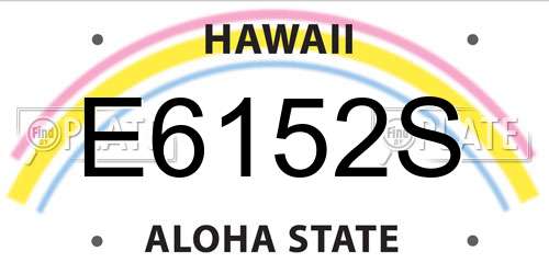 E6152S Hawaii License Plate