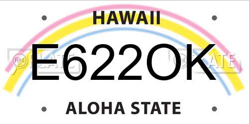 E622OK Hawaii License Plate
