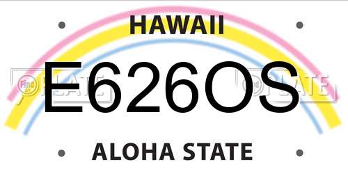 E626OS Hawaii License Plate