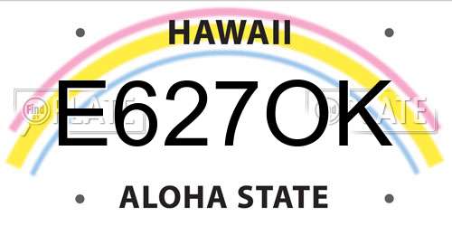 E627OK Hawaii License Plate