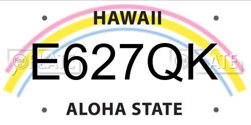 E627QK Hawaii License Plate