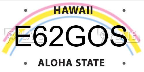E62GOS Hawaii License Plate