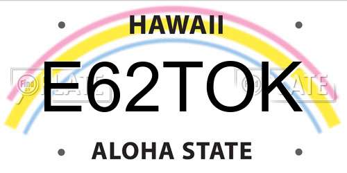 E62TOK Hawaii License Plate