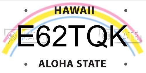 E62TQK Hawaii License Plate