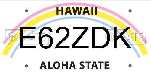 E62ZDK Hawaii License Plate
