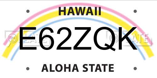 E62ZQK Hawaii License Plate