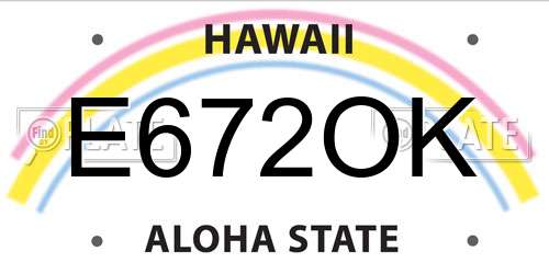 E672OK Hawaii License Plate