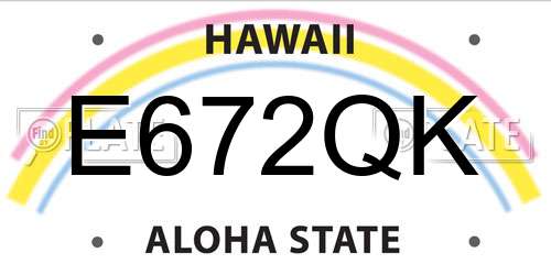 E672QK Hawaii License Plate