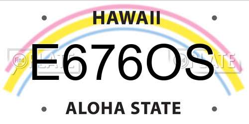 E676OS Hawaii License Plate