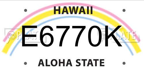 E6770K Hawaii License Plate