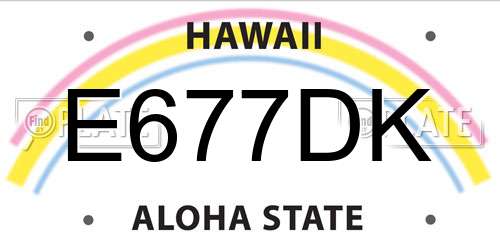 E677DK Hawaii License Plate