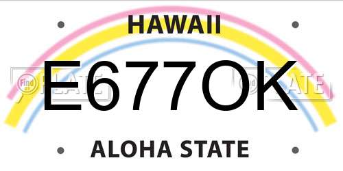 E677OK Hawaii License Plate