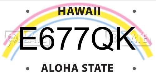E677QK Hawaii License Plate